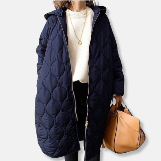 EB | Jacke Gequiltetes Langmodell Oversized Fit Kapuze und Reißverschluss