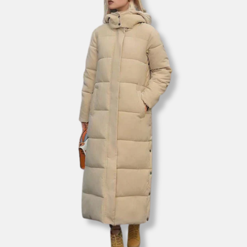 EB | Pufferjacke Woven Blend Gesteppt Maxi Länge Hoher Kragen mit Kapuze