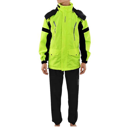 EB | Herren Motorrad Regenjacke Wasserdicht - Reflexschwarz/Grün S-2XL