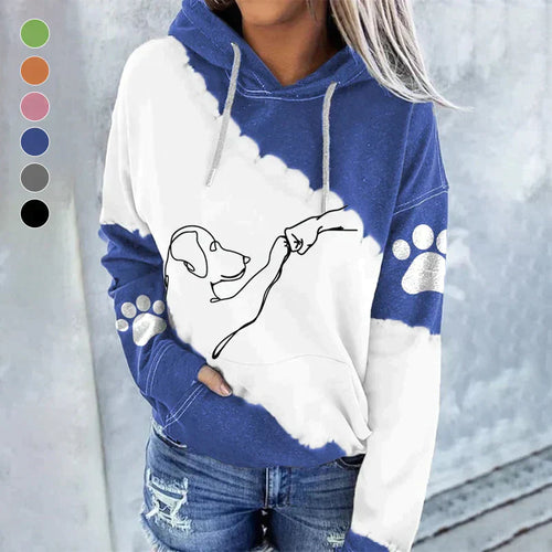 EB | Trendiger Lockerer Hoodie mit Hundeaufdruck