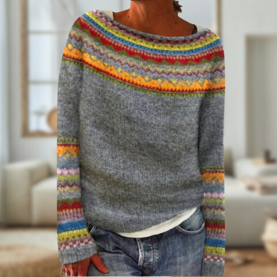 EB | Langärmlig bedruckter Retro-Pullover