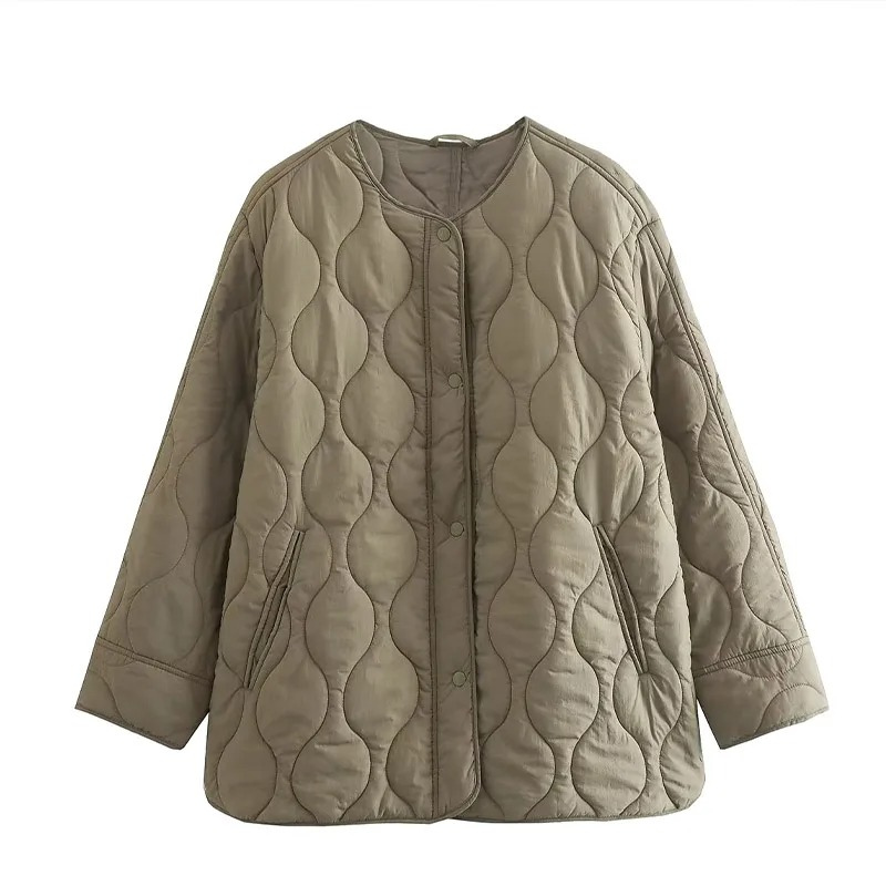 EB | Bequemes Rundhals gepolstertes Jacket mit Knöpfen Ideal für Herbst/Winter