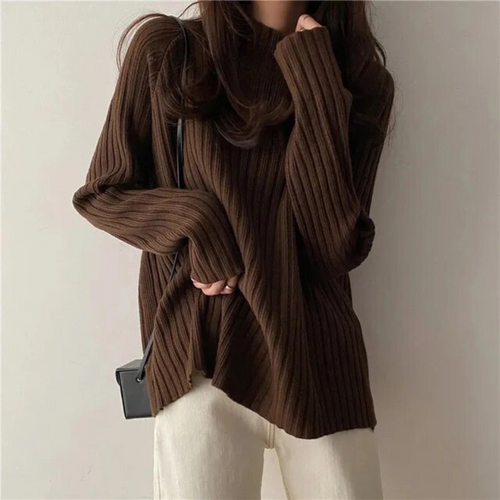 EB | Pullover mit hohem Kragen für Frauen Lang