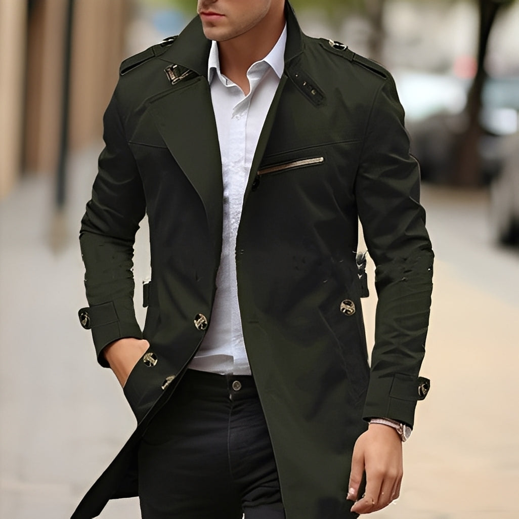 EB | Eleganter Trenchcoat mit umgekehrtem Kragen für Männer