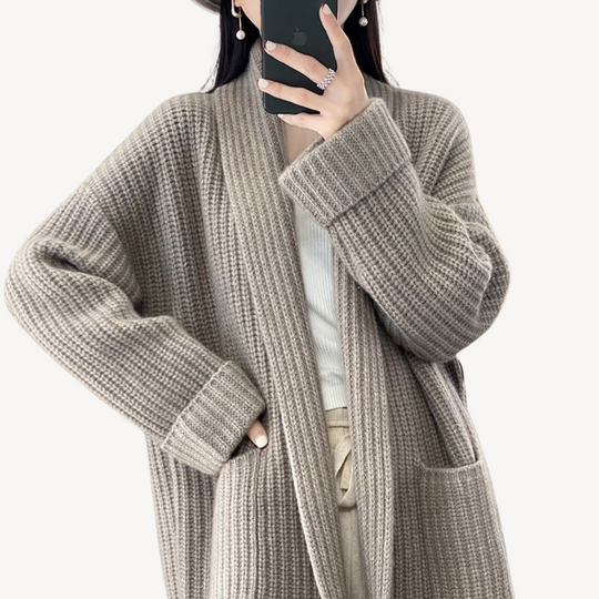 EB | Damen Lange Strickcardigan Pullover