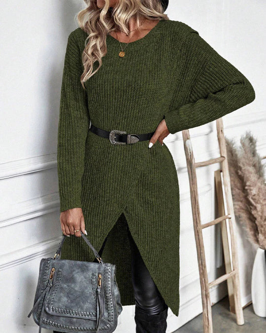EB | Asymmetrisches Stricktunika-kleid Polyester und Acryl Elegant und Modern