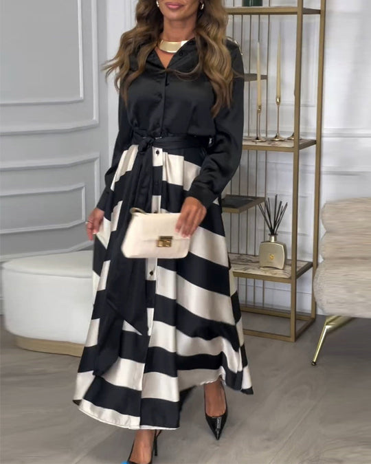 EB | Kleid mit Streifenmuster und Reversriemen