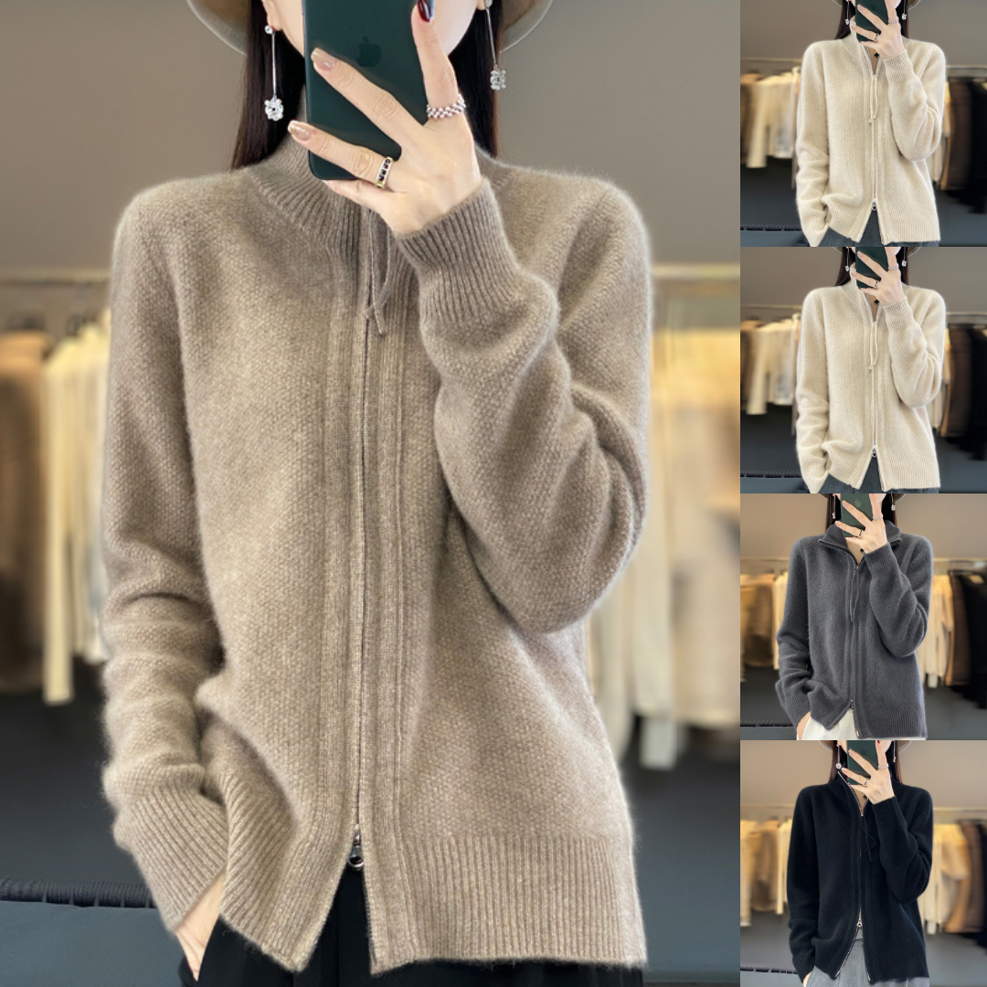 EB | Strickjacke mit Reißverschluss - Eleganter Casual Style für Alltag und Büro