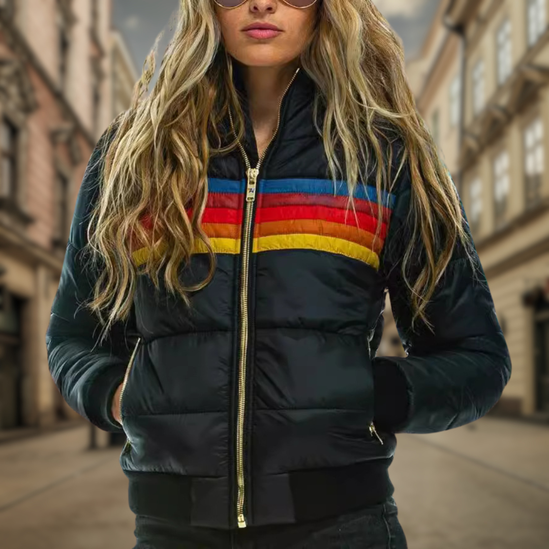 EB | Puffer-Jacke - Reißverschluss mit gestreiftem Brustdetail