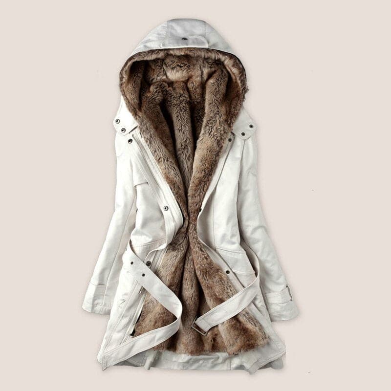 EB | Kunstpelz gefütterter Parka Kapuze Mid Thigh Parka