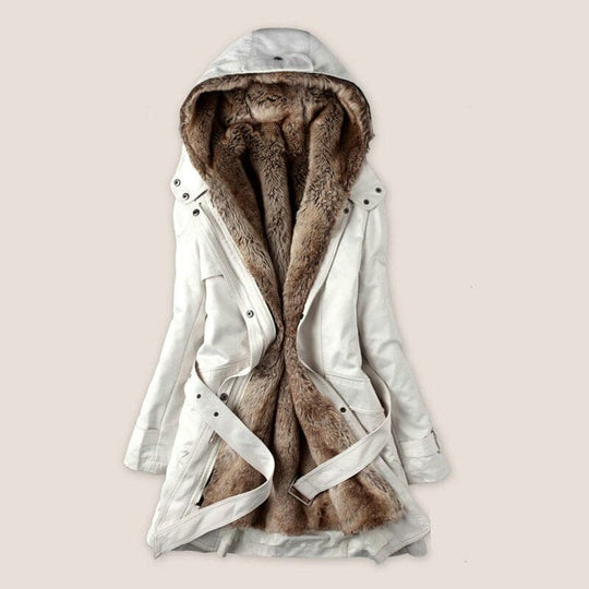 EB | Kunstpelz gefütterter Parka Kapuze Mid Thigh Parka