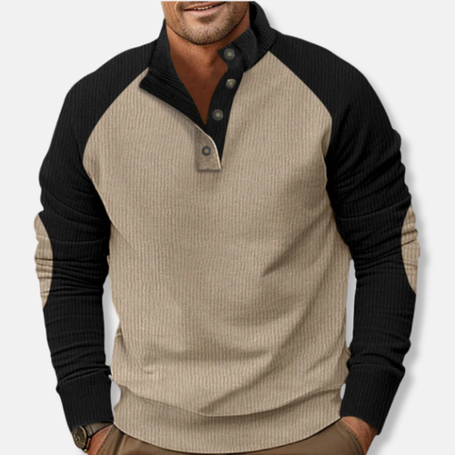 EB | Baumwolle Stehkragen Pullover Raglan Ärmel Ripp Pullover