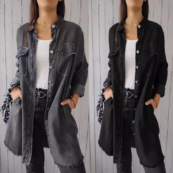 EB | Bequeme Damenjacke im Faux-Denim-Stil