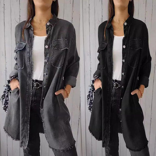 EB | Bequeme Damenjacke im Faux-Denim-Stil