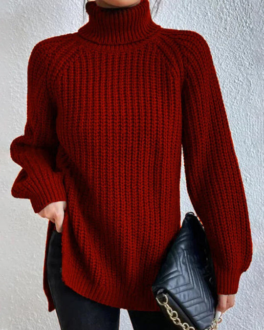 EB | Pullover - Damen Herbst Strick Rollkragen mit lockerer Passform