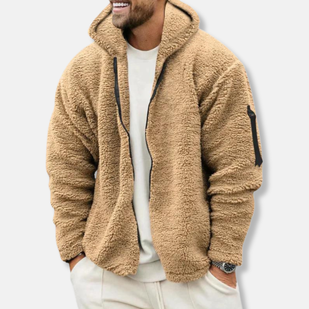 EB | Kapuzenpullover Sherpa Fleece Lässiger Schnitt Reißverschluss Gerippte Bündchen