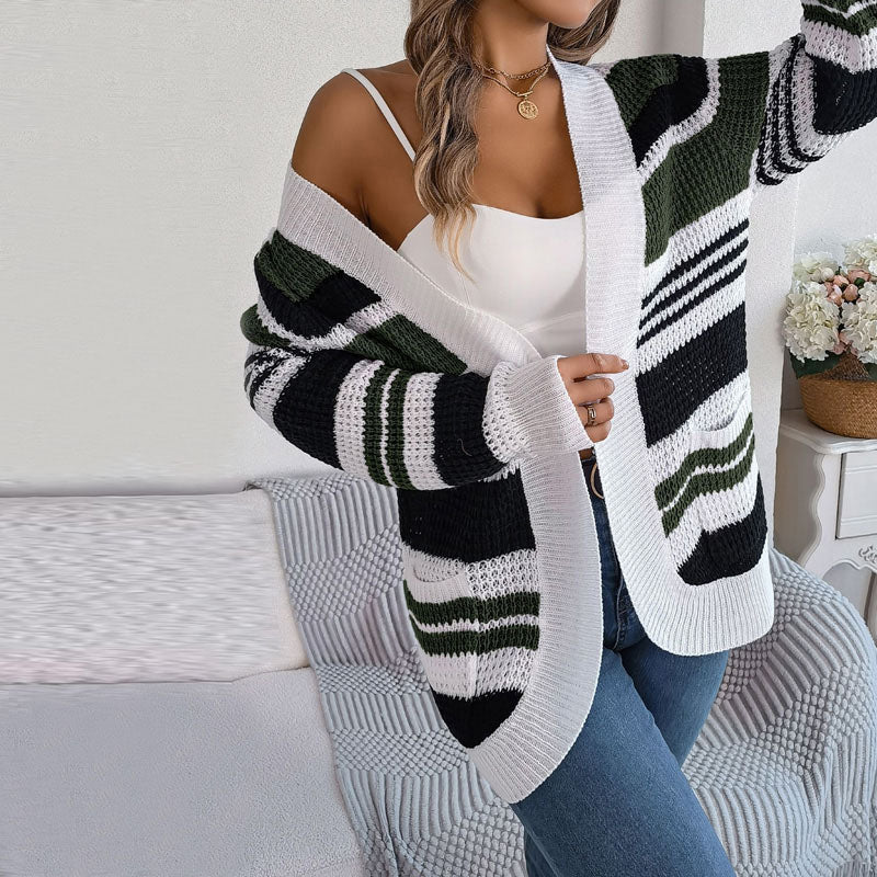EB | Gestreifte Strick-Strickjacke mit Modernem Look