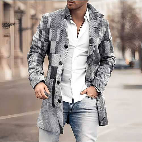 EB | Lässiger Langer Tweed-Mantel für Herren