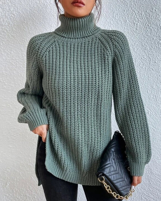 EB | Pullover - Damen Herbst Strick Rollkragen mit lockerer Passform