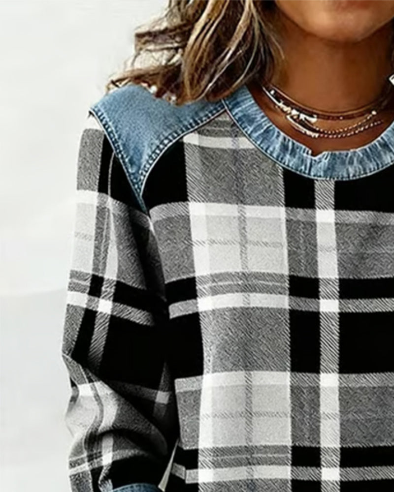 EB | Sweatshirt mit Karo Patchwork