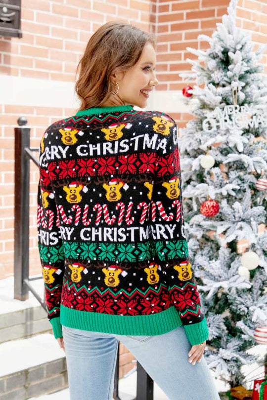 EB | Weihnachts Cartoon Rentier Strickpullover