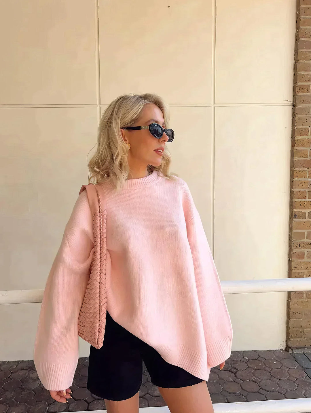 EB | Preppy Rundausschnitt Gestrickter Pullover