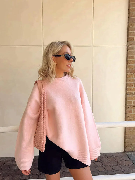 EB | Preppy Rundausschnitt Gestrickter Pullover