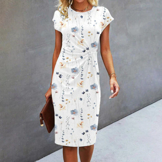 EB | Midi-Kleid mit Blumenmuster und Gedrehtem Vorderteil