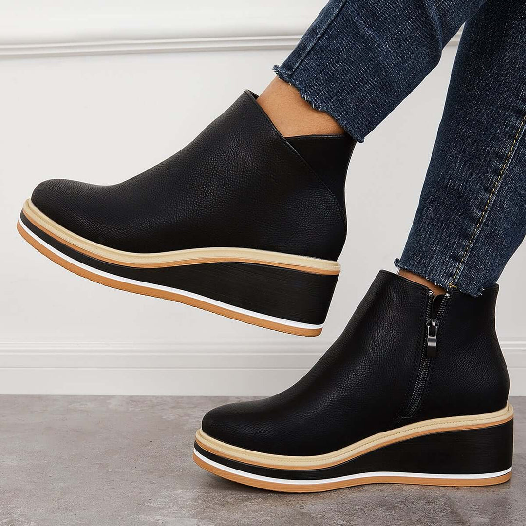 EB | Stilvolle Stiefeletten mit Zipper und Plateau