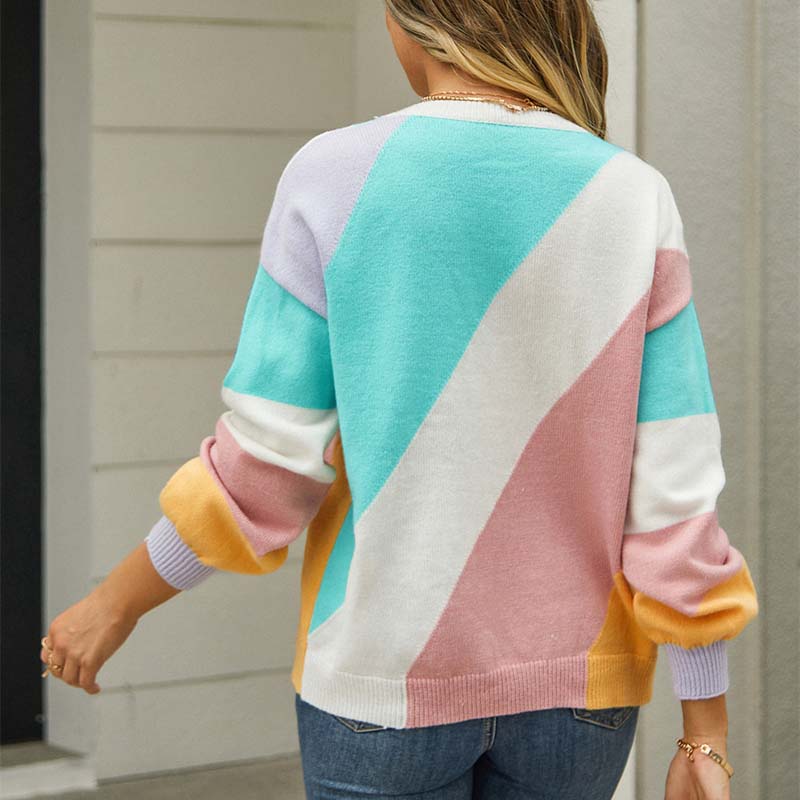 EB | Farbige Strickjacke mit Geometrischem Muster Acryl Modern und Bequem