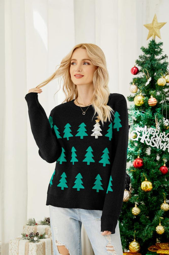 EB | Funkelnder Pailletten Weihnachtbaum Strickpullover