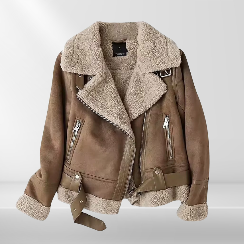 EB | Damen Fleece Sherpa Bomberjacke mit Reißverschluss