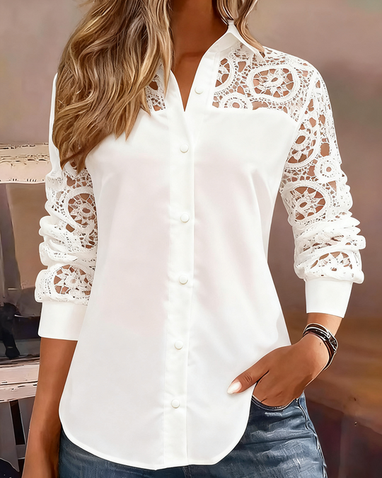 EB | Uni Farbe Revers Spitze Patchwork