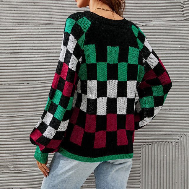 EB | Gepunkteter Strickpullover mit Ballonärmeln Polyester Elegant, Bequem