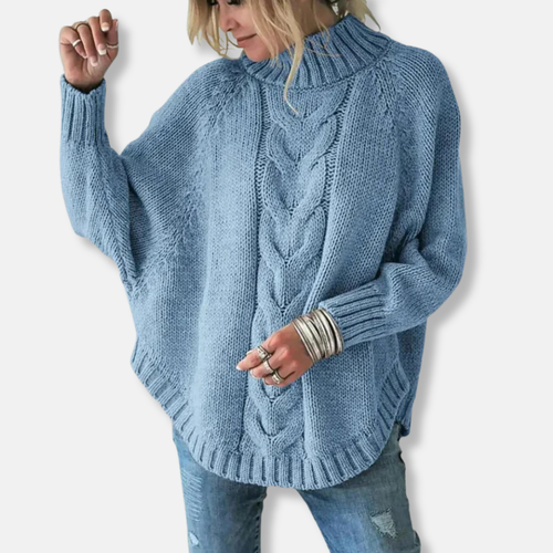EB | Wolle Übergröße Rollkragenpullover Kabelstrickpullover