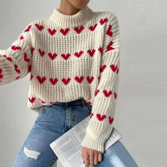 EB | Herzstrickpullover Mit Romantischem Stil