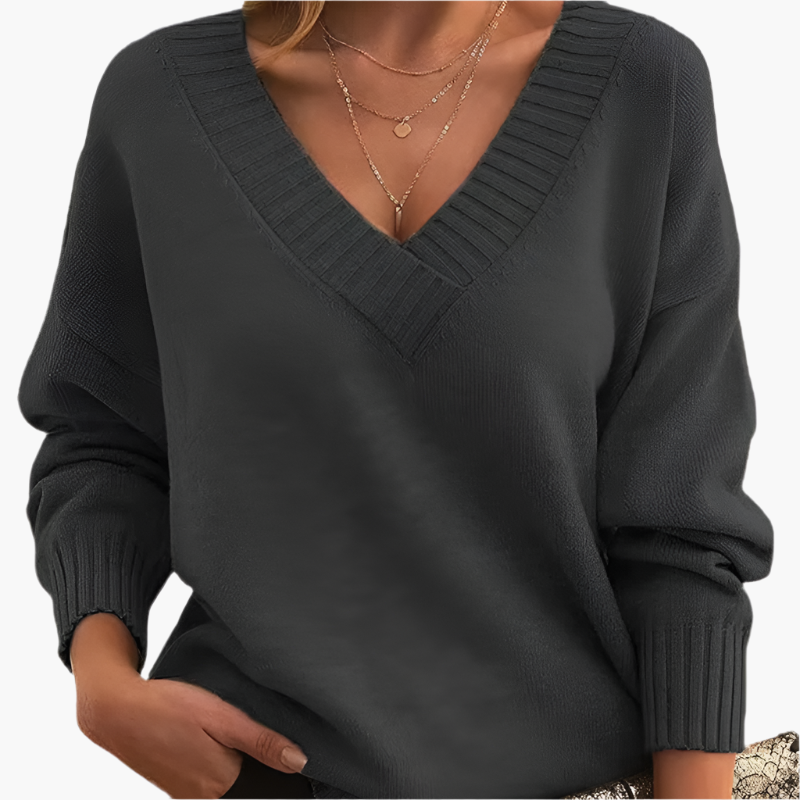 EB | V-Neck Pullover - Elegante Strickpullover Im Oversize-Stil für Alltag & Büro