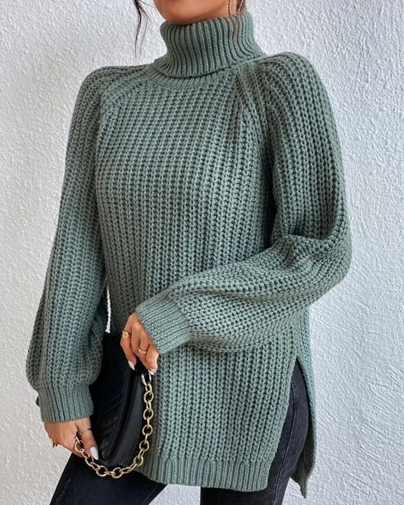 EB | Pullover - Damen Herbst Strick Rollkragen mit lockerer Passform