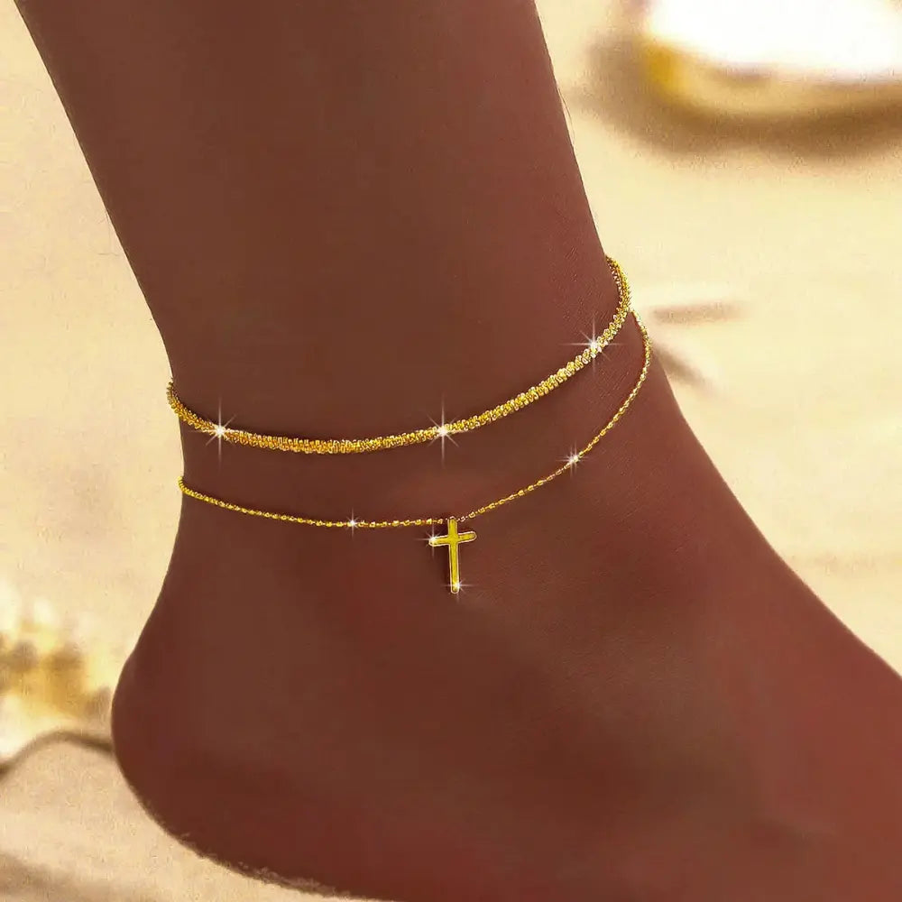 EB | Chic Silber/Gold Doppel Fußkettchen