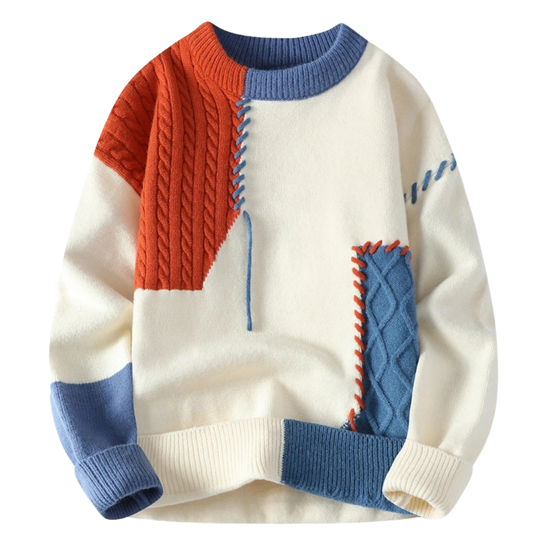 EB | Sweater mit Patchwork Einzigartiges Design Weich und Warm