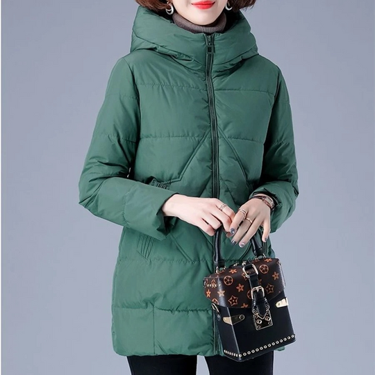 EB | Elegante unifarbene gerippte gesteppte Jacke mit Reißverschluss ideal für Herbst/Winter