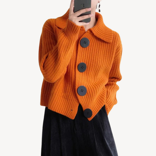 EB | Damen Strick-Peter-Pan-Kragen Cardigan