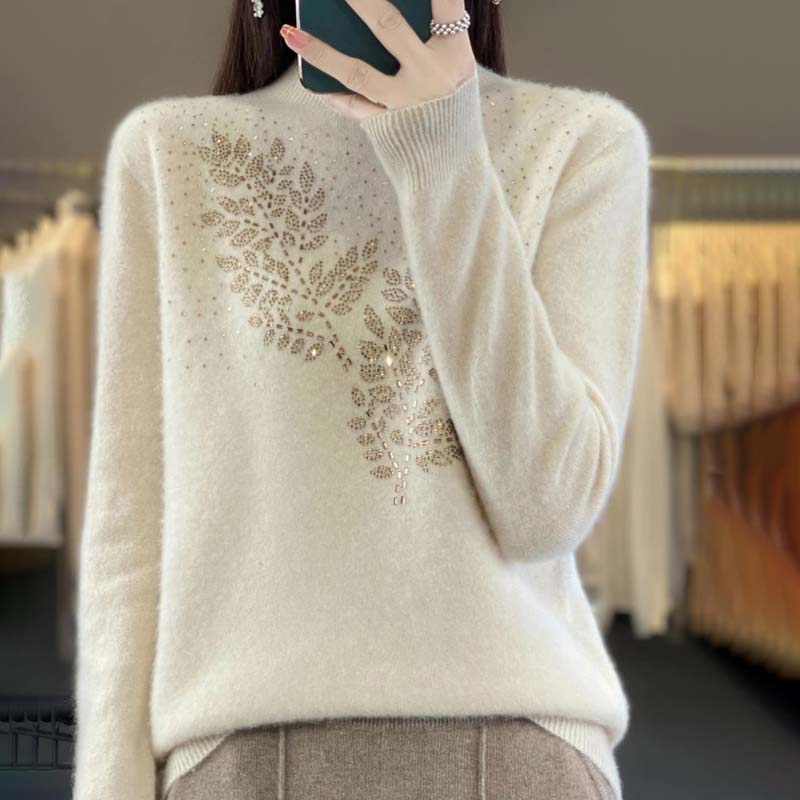 EB | Strickpullover Mit Zartem Blättermuster