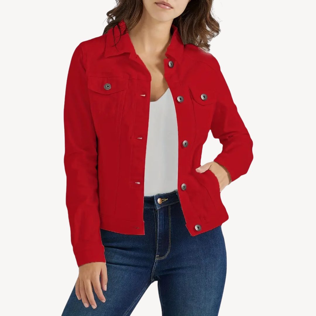 EB | Rote Denim Button-Up Jacke