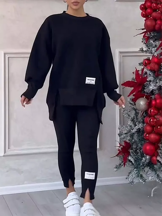 EB | Eleganter Pullover mit Patchwork und Leggings-Set Ideal für den Winter