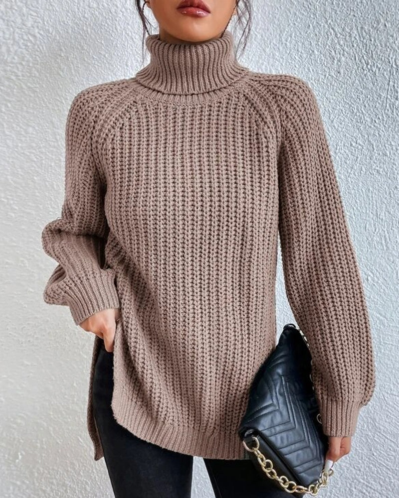 EB | Pullover - Damen Herbst Strick Rollkragen mit lockerer Passform