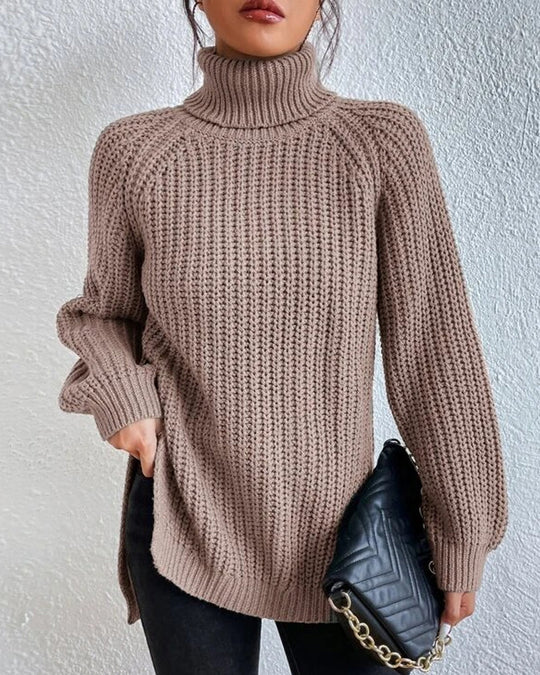 EB | Pullover - Damen Herbst Strick Rollkragen mit lockerer Passform