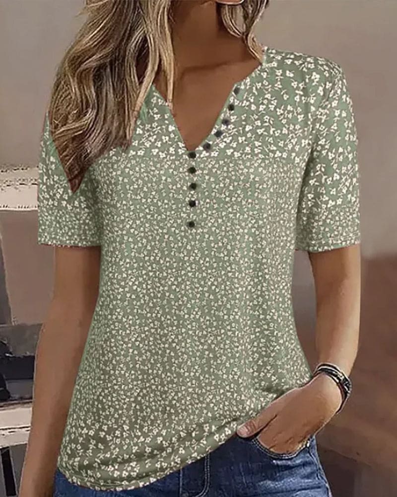 EB | Bezaubernde Bluse mit Blumenmuster und V-Ausschnitt