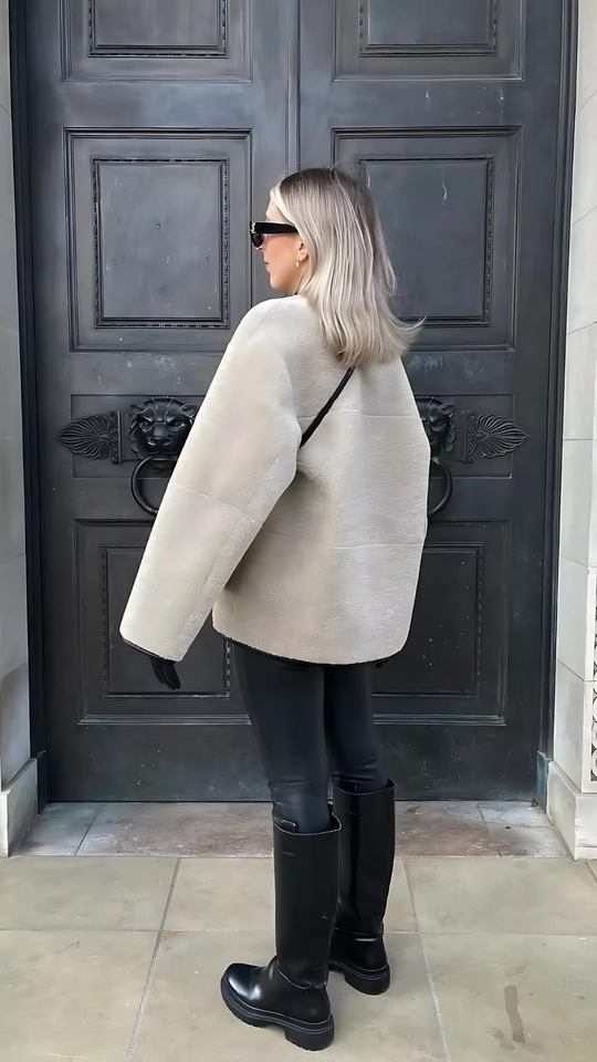 EB | Leder Damenjacke mit Kunstpelz