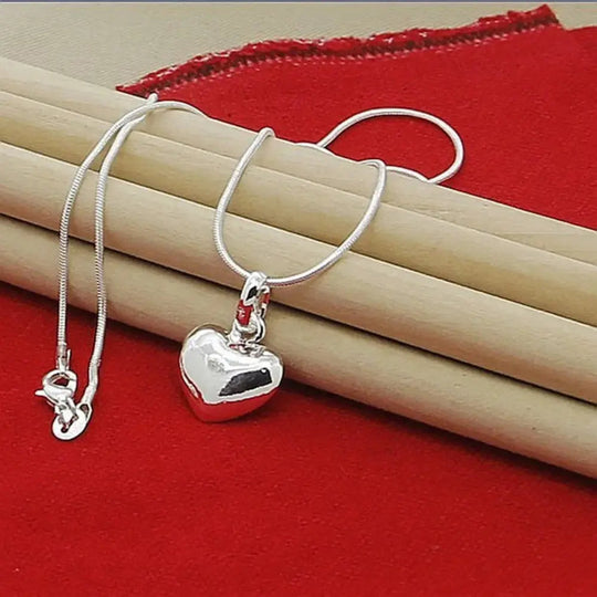 EB | Sterling Silber Massiv Herz Kette Schlangenkette für Damen